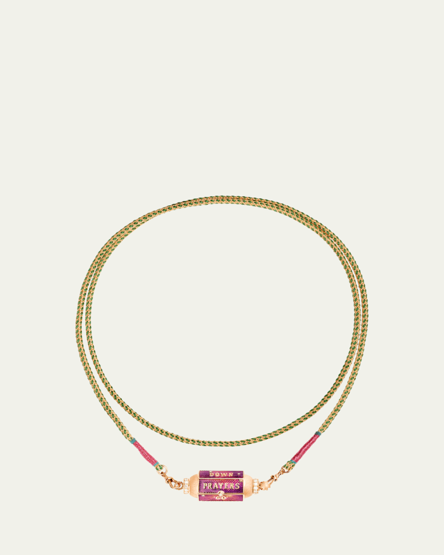 18k Rose Gold Prayer Box Locket Cord Necklace
