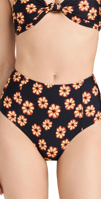RHODE Navya Bikini Bottoms Black Bombay Bloom