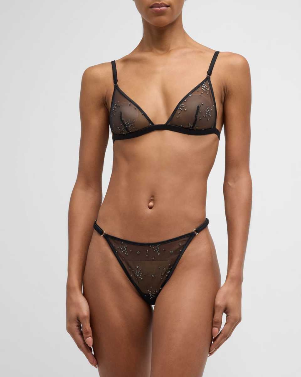 Bianca Embroidered Tulle G-String