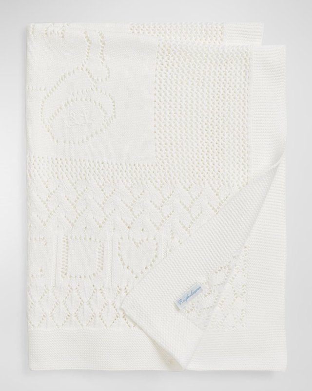 Kid's Pointelle Teddy Bear Blanket