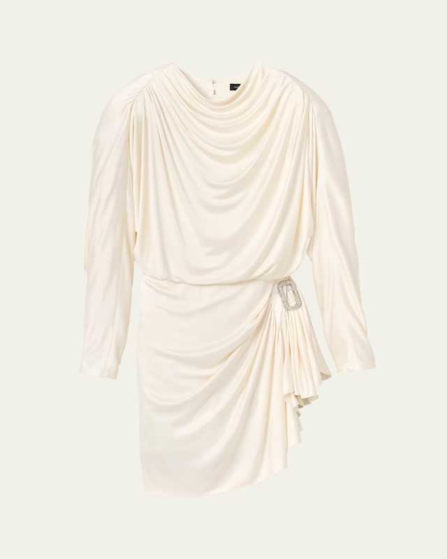 Draped Satin Mini Dress