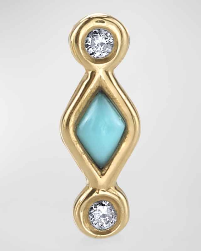 Turquoise and Diamond Bezel Stud Earrings