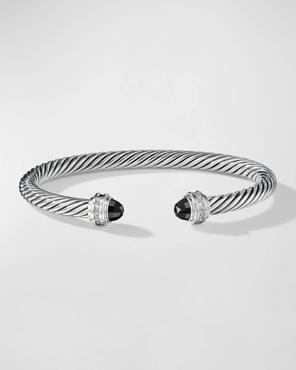 Cable Bracelet with Gemstones in Silver