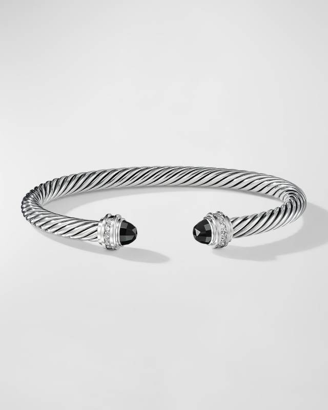Cable Bracelet with Gemstones in Silver