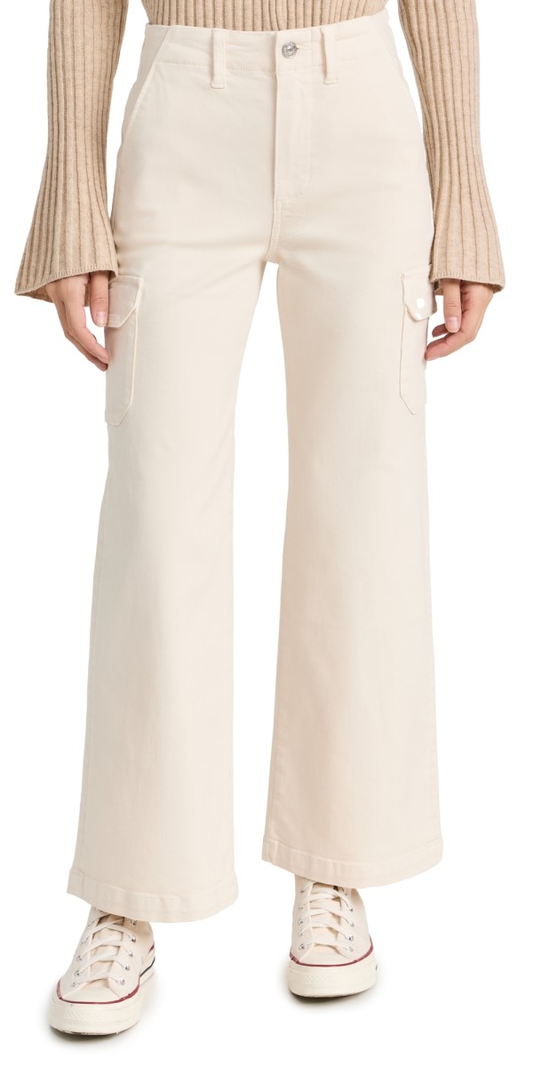 PAIGE Carly Jeans with Cargo Pockets Quartz Sand