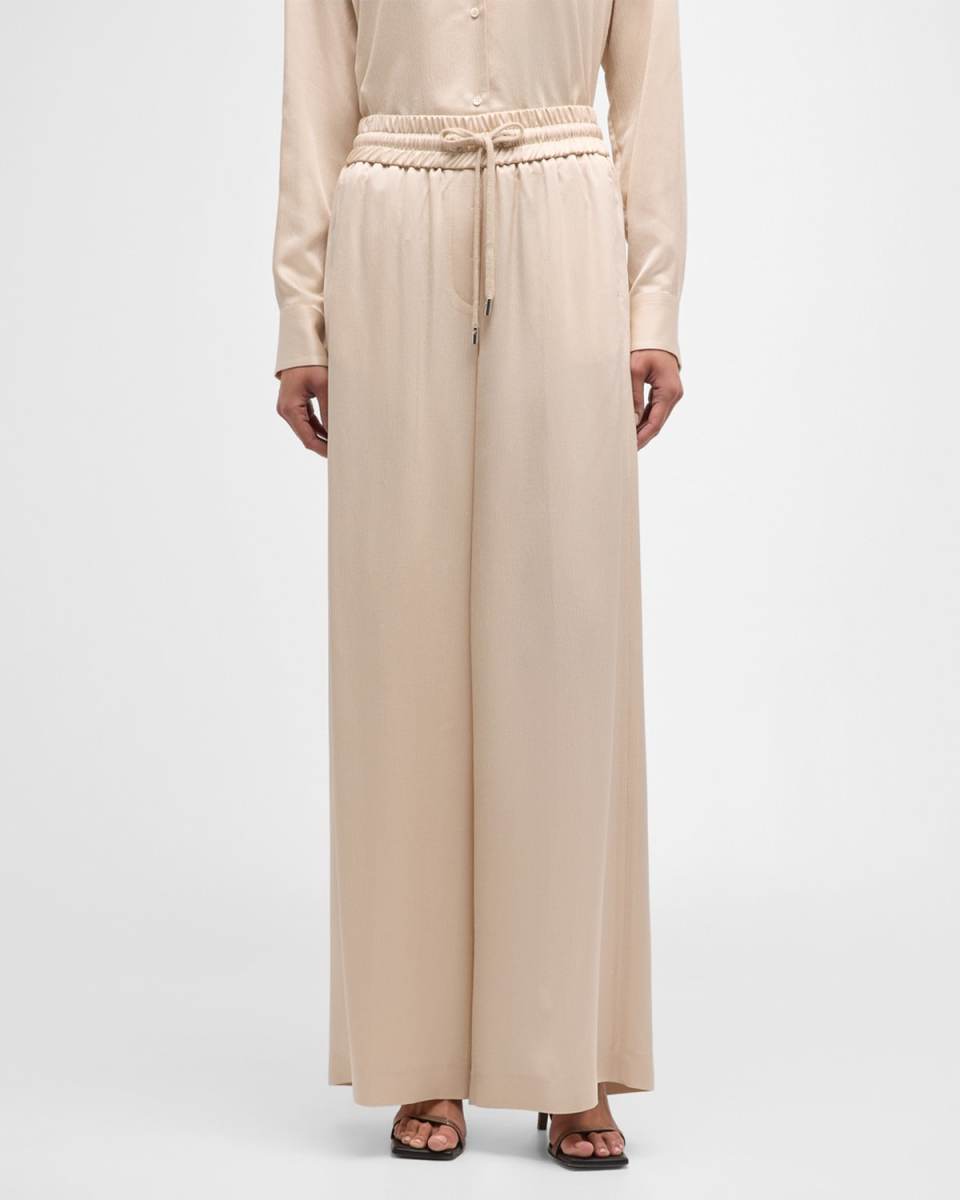 Crinkled Wide-Leg Pants