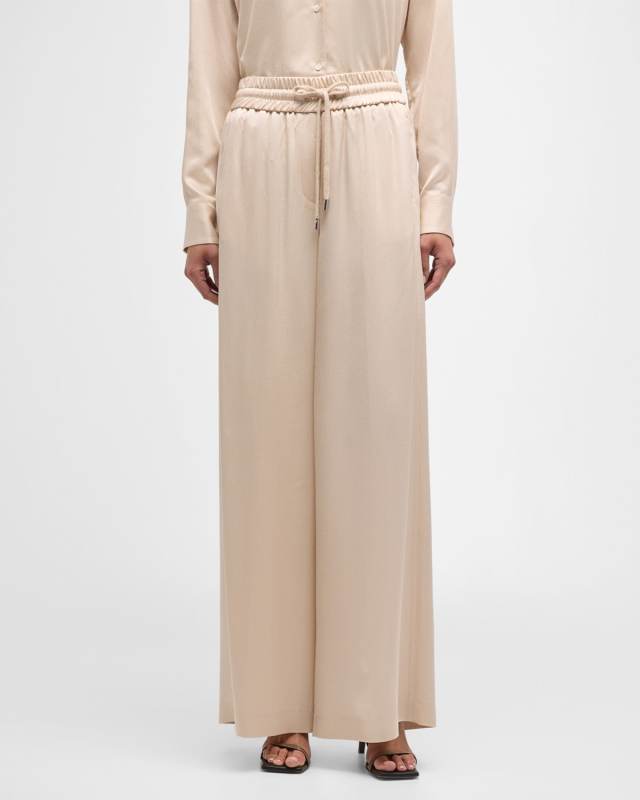 Crinkled Wide-Leg Pants