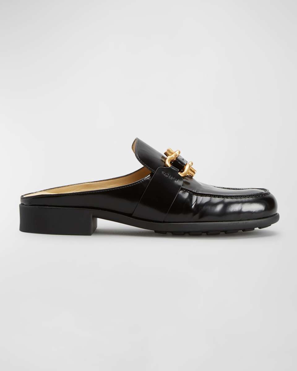 Monsieur Calfskin Chain Mule Loafers