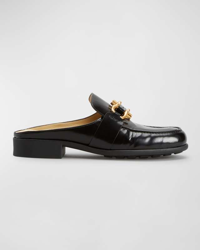 Monsieur Calfskin Chain Mule Loafers