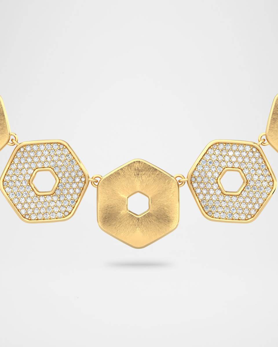 18K Gold Eclipse Collar Necklace with Diamonds