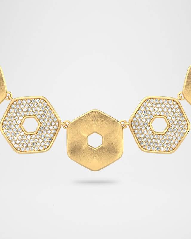 18K Gold Eclipse Collar Necklace with Diamonds