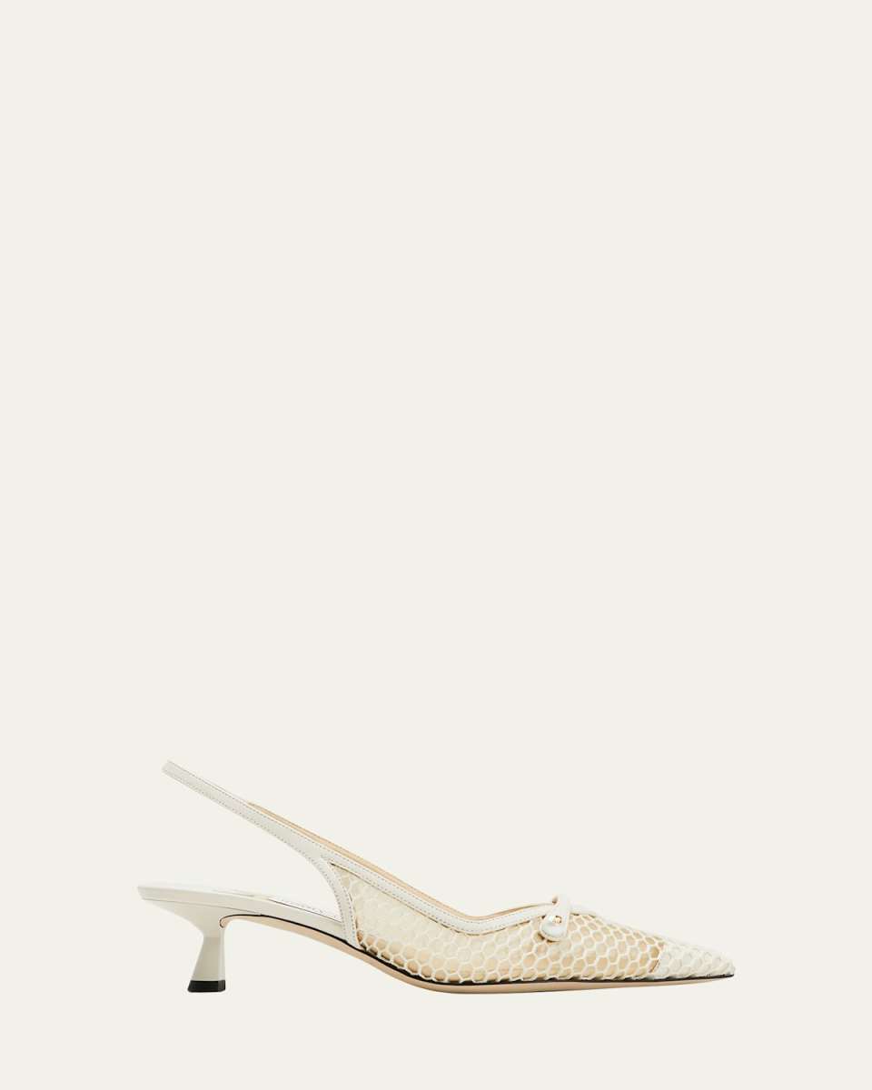 Amita Net Slingback Ballerina Pumps