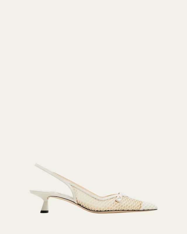 Amita Net Slingback Ballerina Pumps