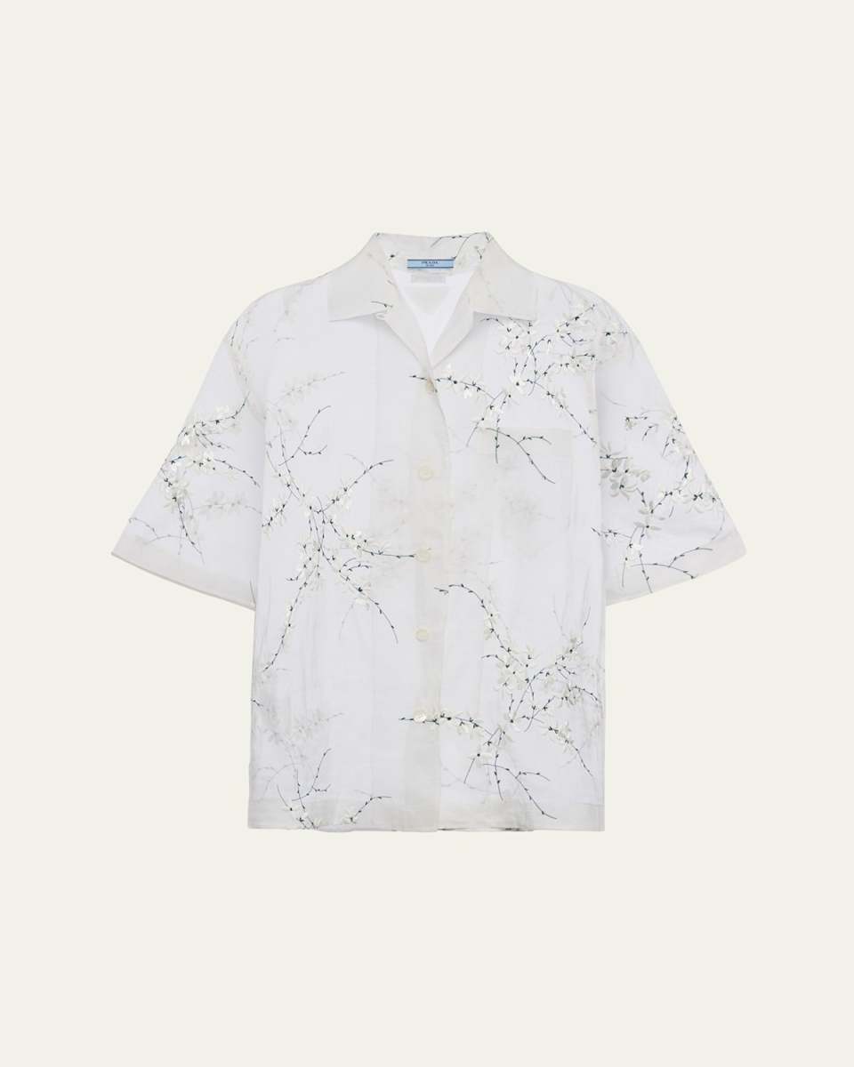 Floral Embroidered Button Down Shirt