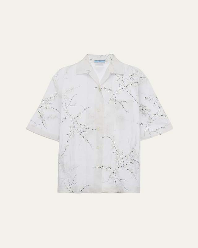 Floral Embroidered Button Down Shirt