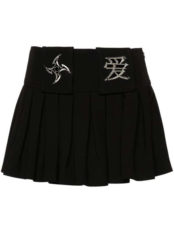 plaque-detail pleated mini skirt