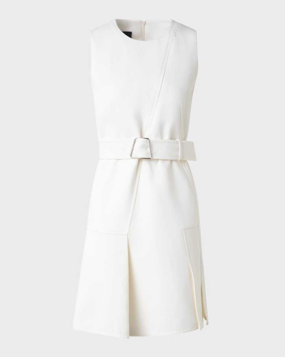 Belted Wool Short Dress with Zip-Up Cutout