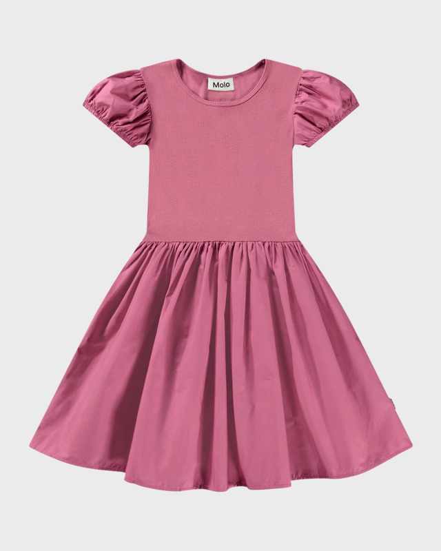 Girl's Cleopatra Combo Puff Sleeve Dress, Size 3T