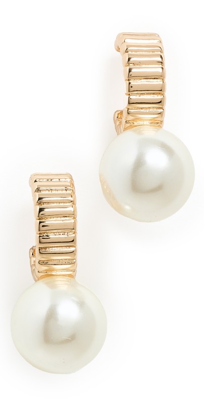 Roxanne Assoulin The Swan Hoop Earrings Shiny Gold/Ivory