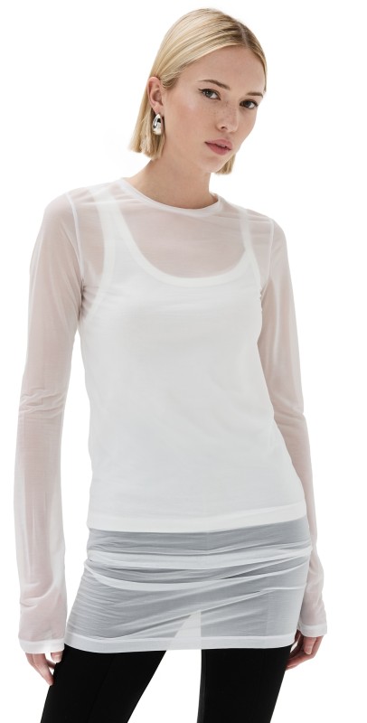 RECTO Back Logo Detail Sheer T-Shirt Off White