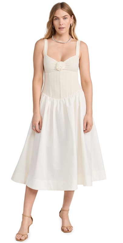 For Love & Lemons Billie Midi Dress Cream