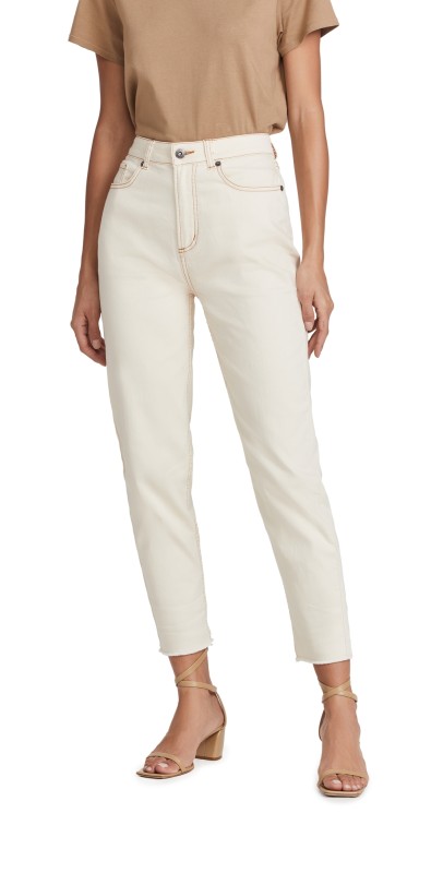 Something Navy Straight Leg Mom Jeans Ivory