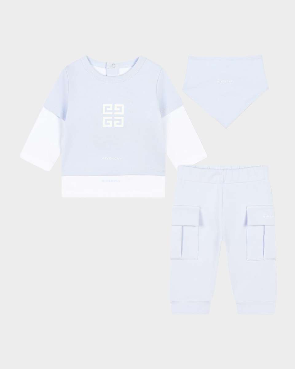 Boy's Logo-Print Three-Piece Set, Size Newborn-6
