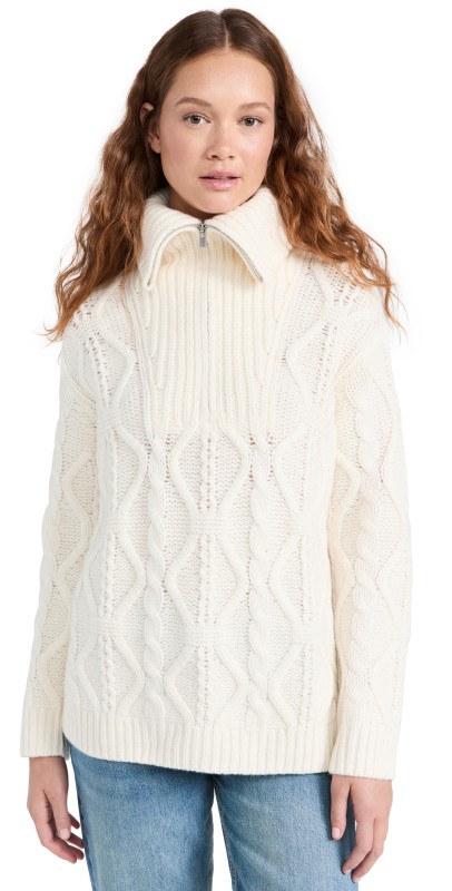 Vince Cable Half Zip Pullover Off White