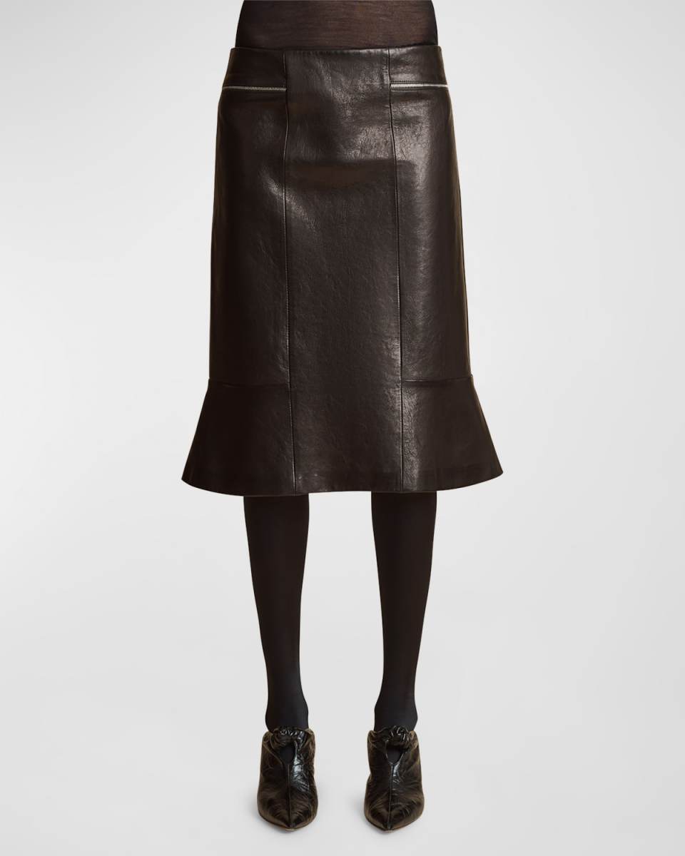 Francine Zipper Leather Skirt