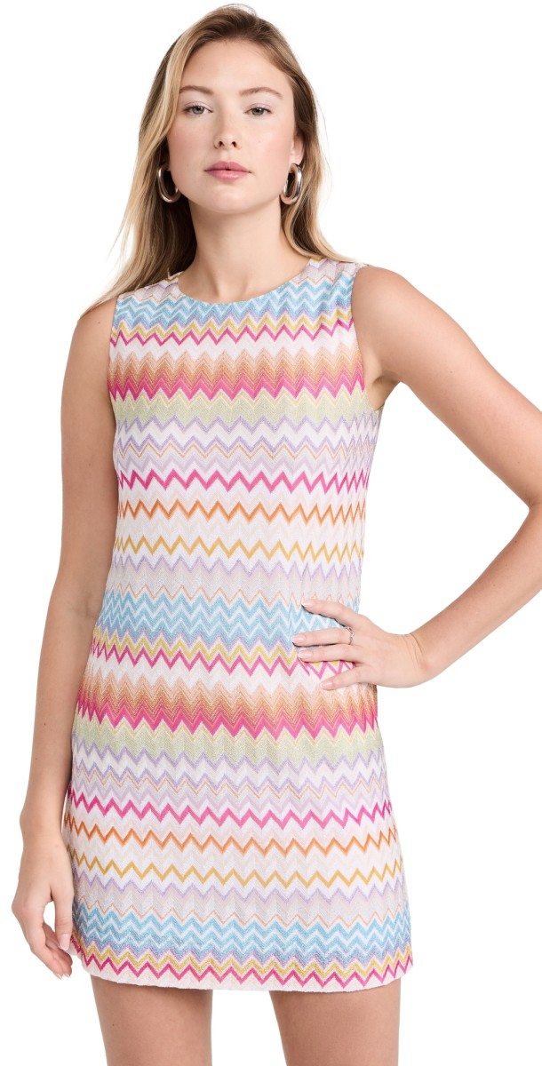 Missoni Zigzag Metallic Pouch Dress Multicolor with White Base