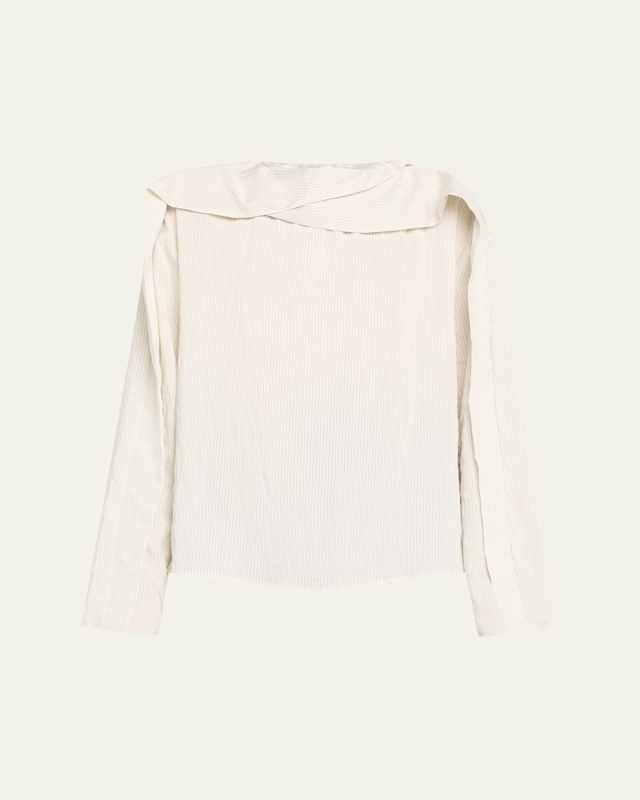 Stripe Draped-Sleeve Top