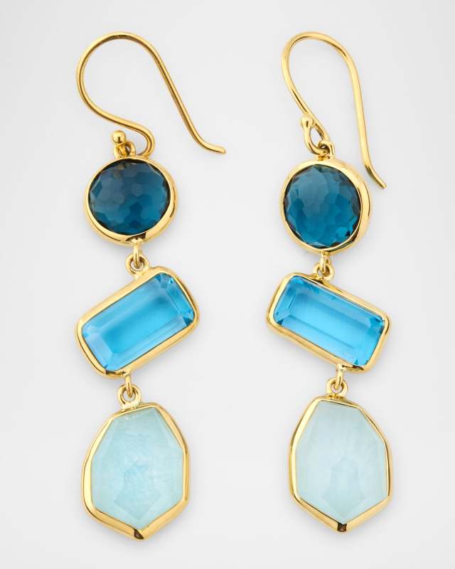 Rock Candy 3-Stone Mare Drop Earrings in 18K Gold