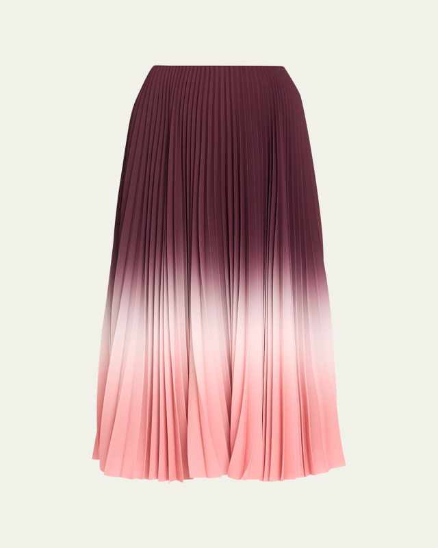 Dip Dye Marocaine Pleated Crepe Midi Skirt