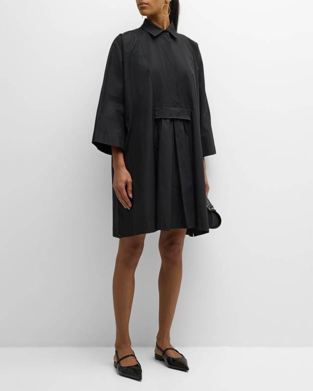 Lago Bib Pleated Shift Shirtdress
