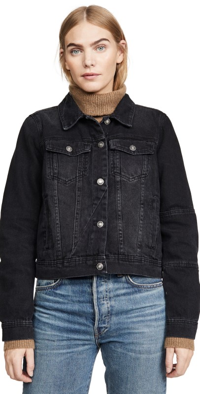 Free People Rumors Denim Jacket Black
