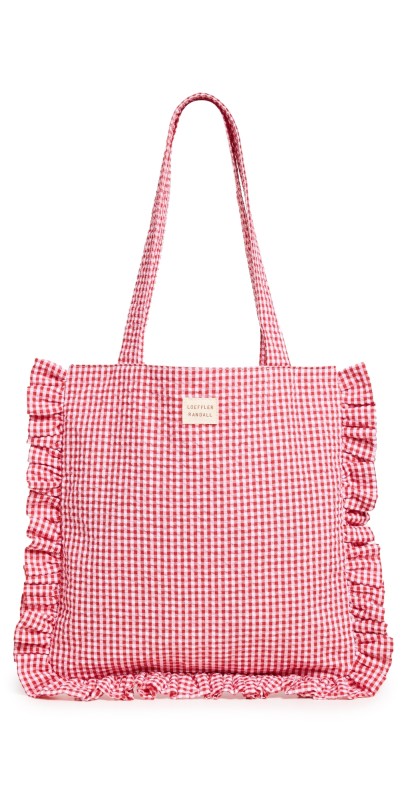 Loeffler Randall Justine Ruffle Tote Red Gingham