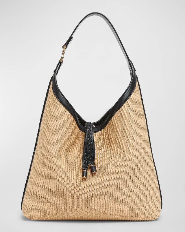 Marcie Hobo Bag in Raffia and Leather
