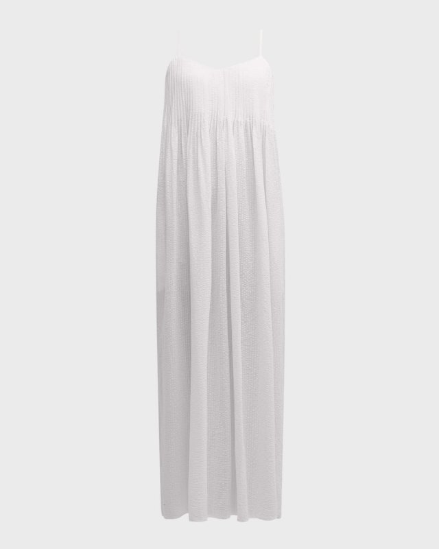 Viv Pintuck Seersucker Maxi Dress