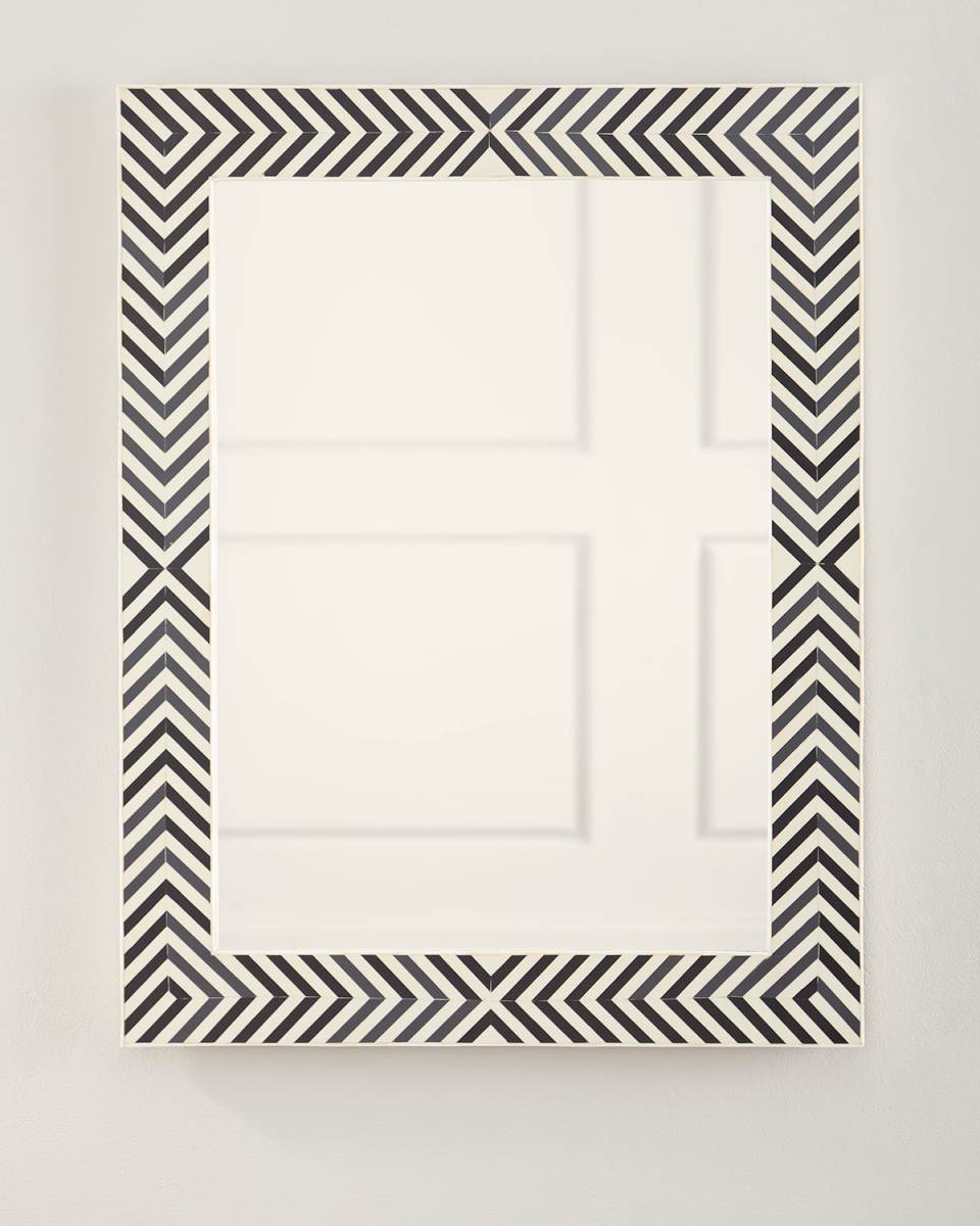 Chevron Bone & Resin Mirror, 35.5"