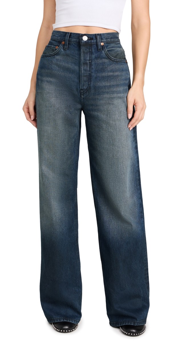 RE/DONE 70s Ultra High Rise Wide Leg Jeans Midnight