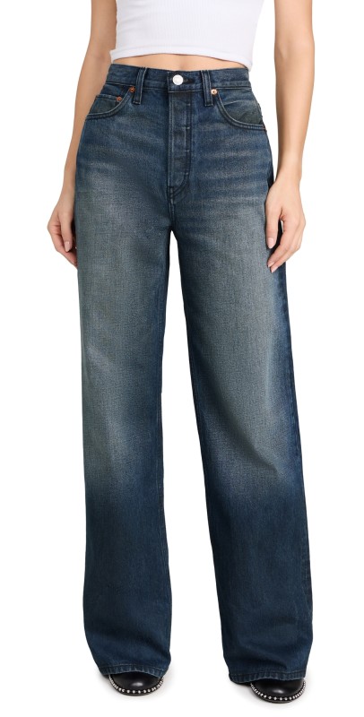 RE/DONE 70s Ultra High Rise Wide Leg Jeans Midnight