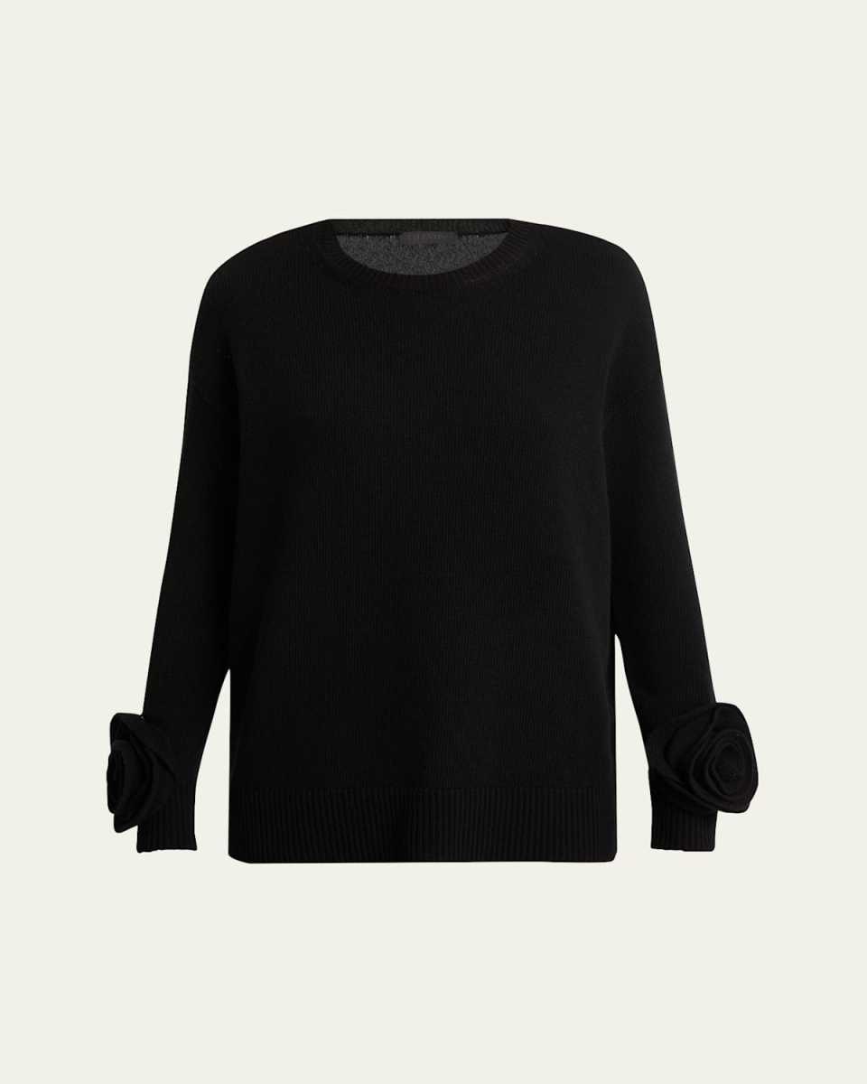 Rosette Sleeve Wool Sweat