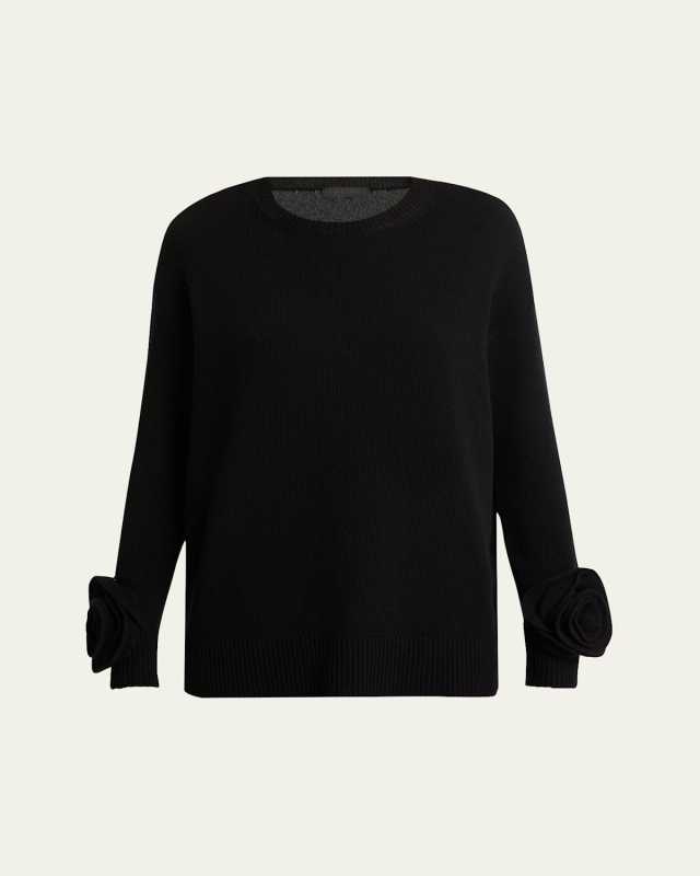 Rosette Sleeve Wool Sweat