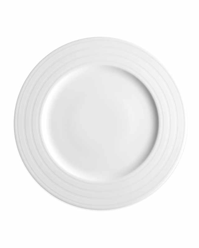 Cambridge Stripe White Rimmed Dinner Plates, Set of 4