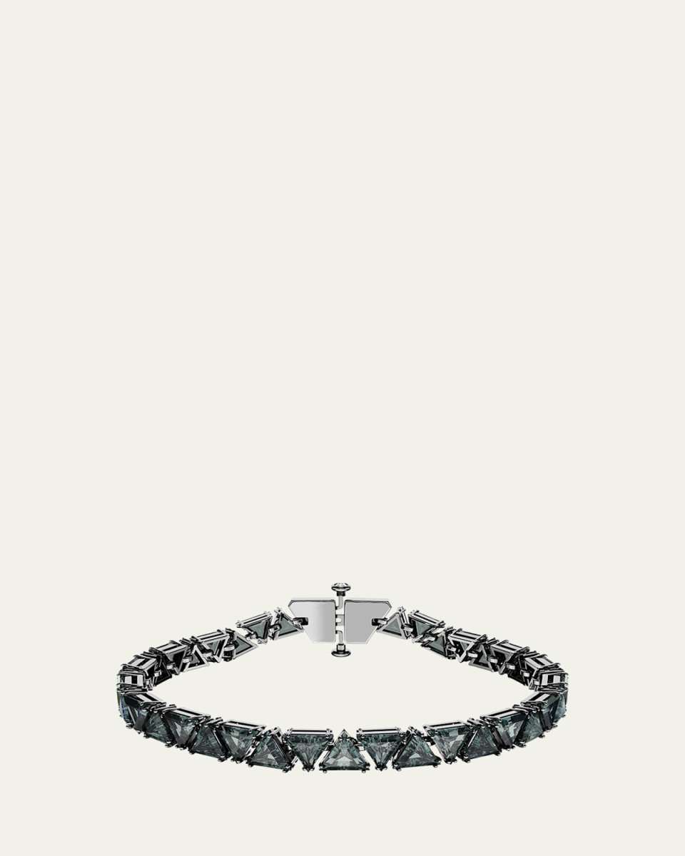 Matrix Ruthenium-Tone Triangle-Cut Black Crystal Tennis Bracelet