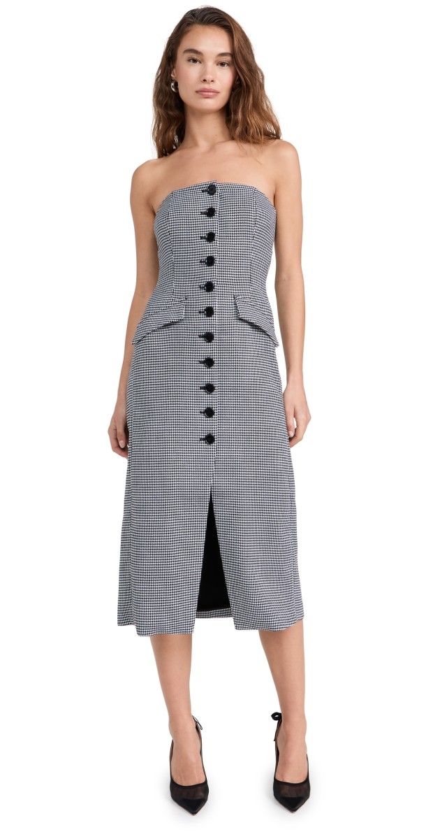 Favorite Daughter The Phoebe Dress Micro Black/White Houndstooth