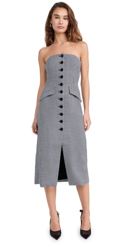 Favorite Daughter The Phoebe Dress Micro Black/White Houndstooth