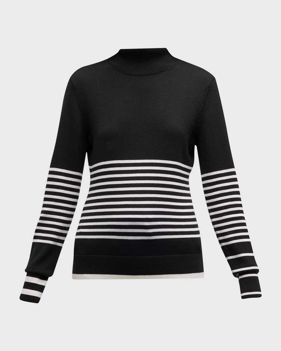 Jackie Contrast Striped Wool Turtleneck