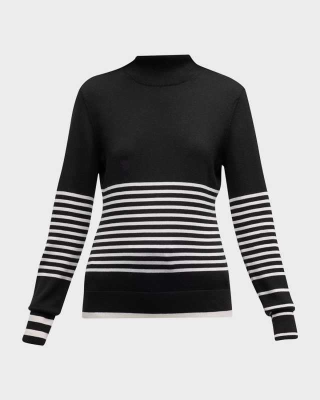 Jackie Contrast Striped Wool Turtleneck