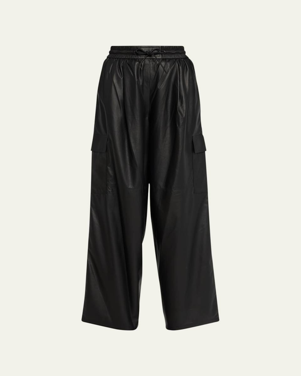Nappa Lambskin Leather Cargo Pants